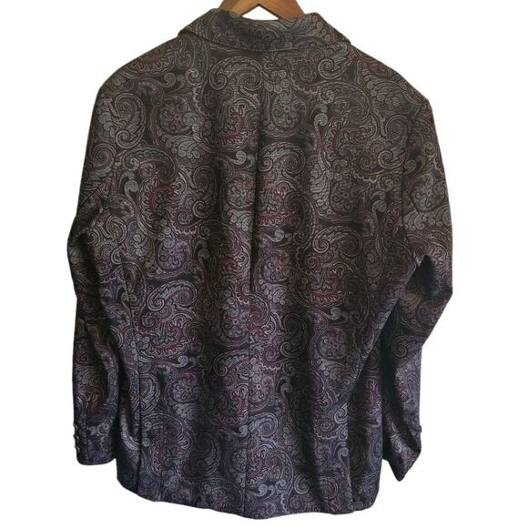 TALLIA Men's Paisley Burgundy and Gray Sports Coat Blazer Size Large - Picture 2 of 7